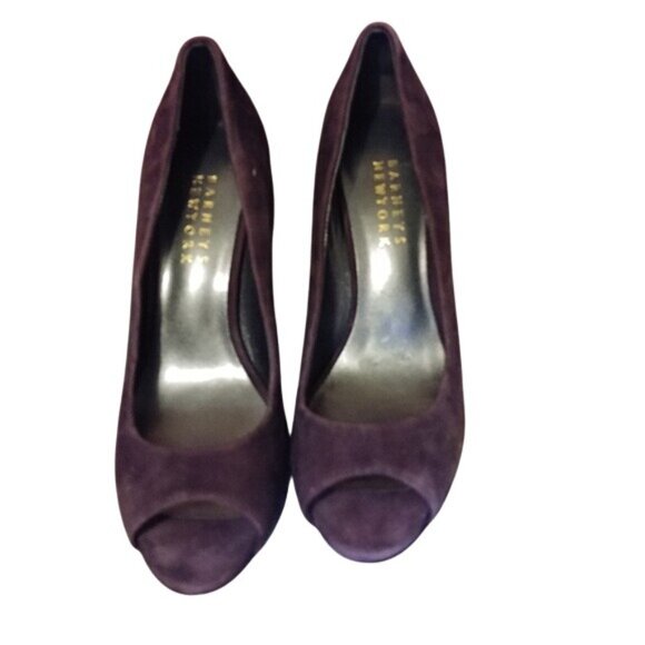 Barneys New York Womens Size 7 Purple Suede Peep Toe Heels 4" Stiletto Spike - Picture 2 of 7